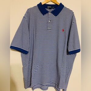 Polo Ralph Lauren Shirt Blue and White Stripes w/Red Logo Size 4XB